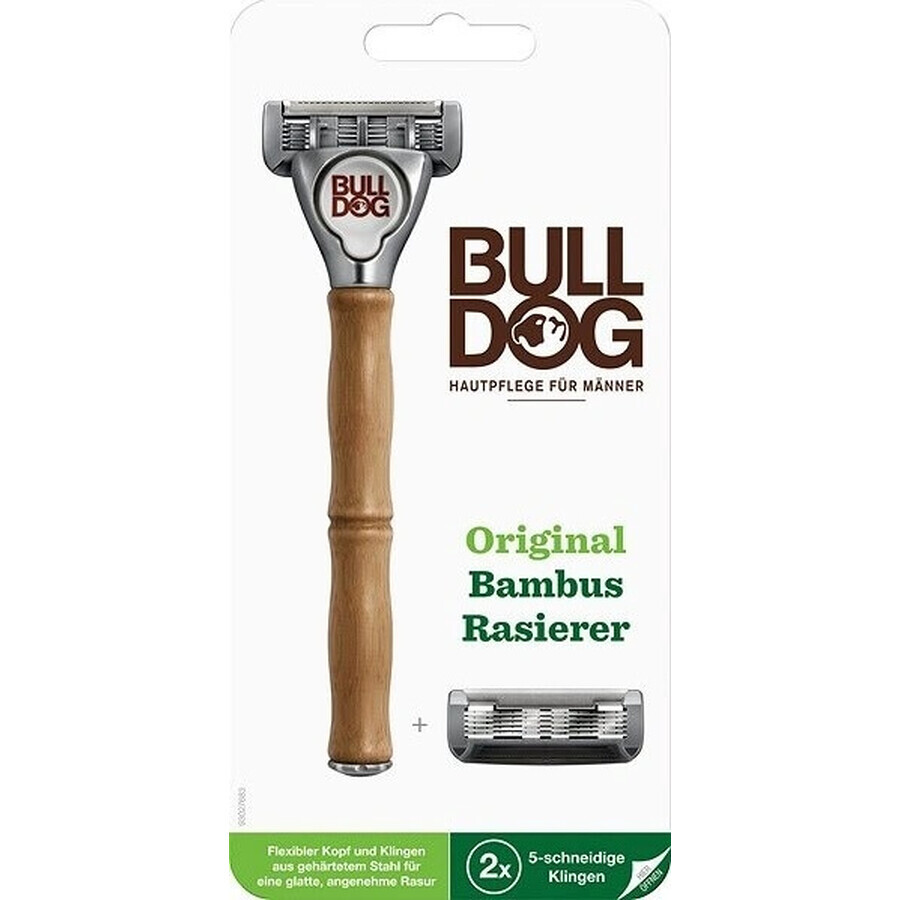 Maquinilla de afeitar Bulldog Bulldog Original Bamboo + 2 cabezales de recambio Set 1×1, maquinilla de afeitar + 2 cabezales de recambio