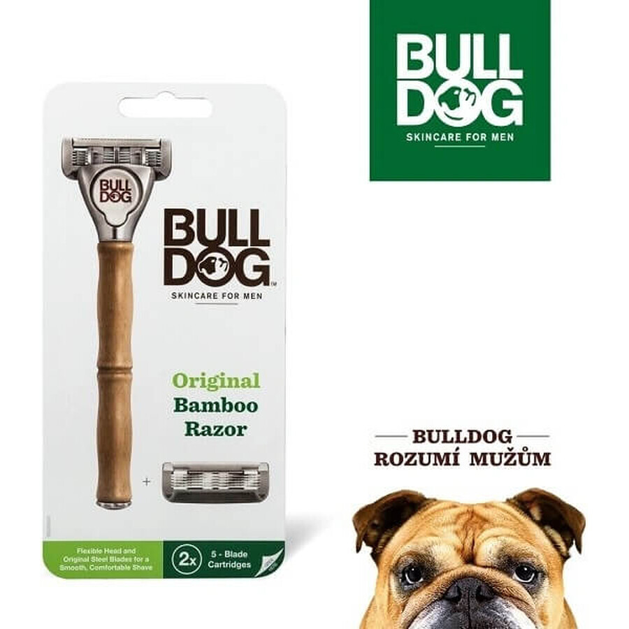 Maquinilla de afeitar Bulldog Bulldog Original Bamboo + 2 cabezales de recambio Set 1×1, maquinilla de afeitar + 2 cabezales de recambio