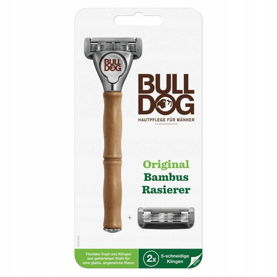 Maquinilla de afeitar Bulldog Bulldog Original Bamboo + 2 cabezales de recambio Set 1×1, maquinilla de afeitar + 2 cabezales de recambio