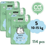 Muumi Baby Pants 5 Maxi+ 10-15 kg, paquete mensual de eco pañales 1×114pcs, eco pañales