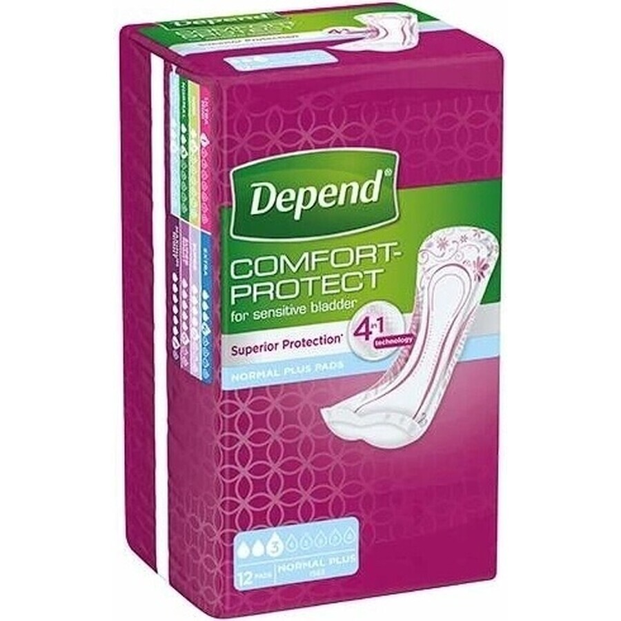 DEPEND NORMAL PLUS 1×12 pcs, incontinence pads 10×28 cm