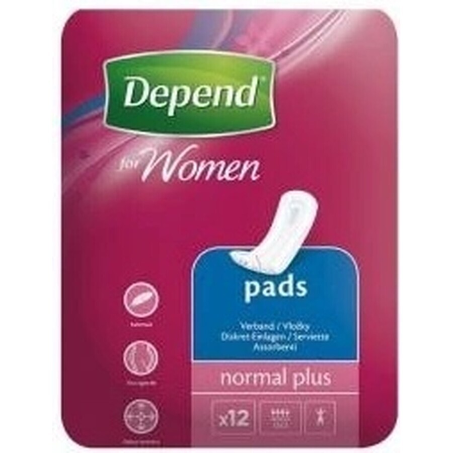 DEPEND NORMAL PLUS 1×12 pcs, incontinence pads 10×28 cm