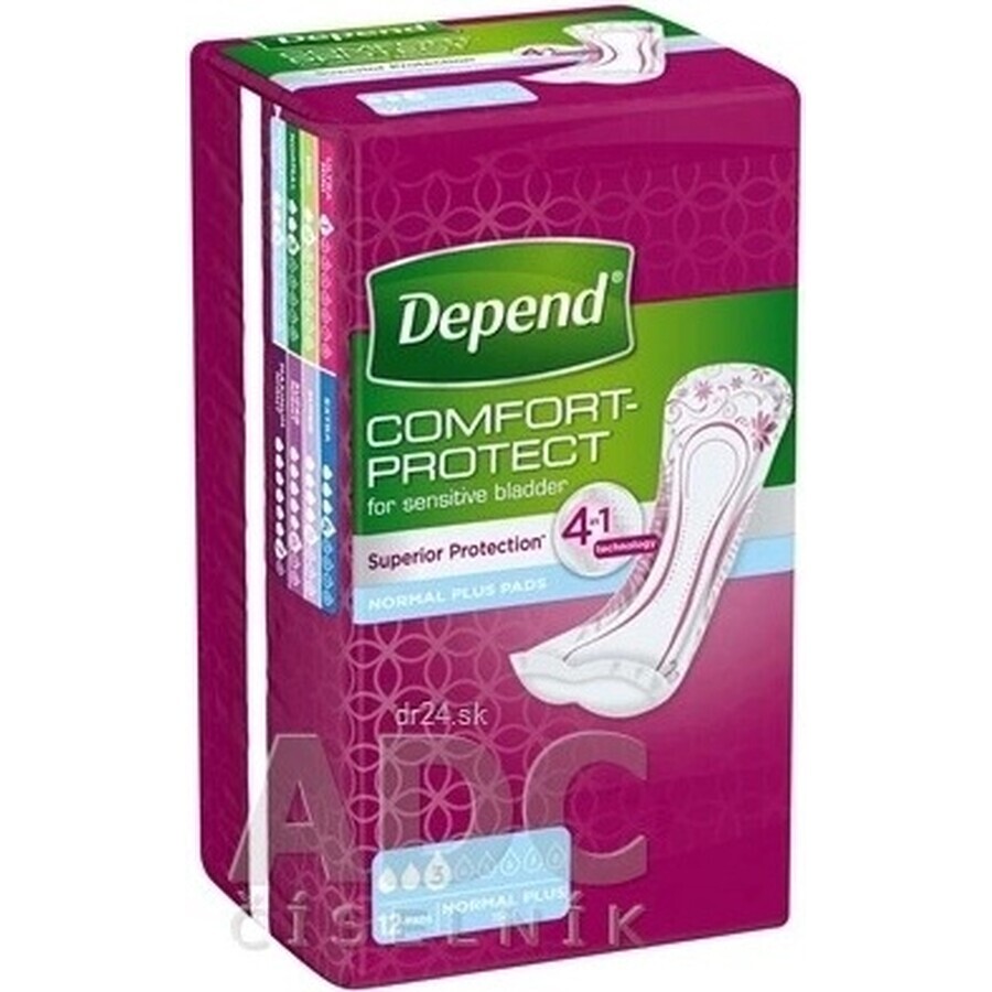 DEPEND NORMAL PLUS 1×12 pcs, incontinence pads 10×28 cm