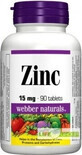 WEBBER NATURALS Zinc 15 mg 1&#215;90 tbl, complemento alimenticio