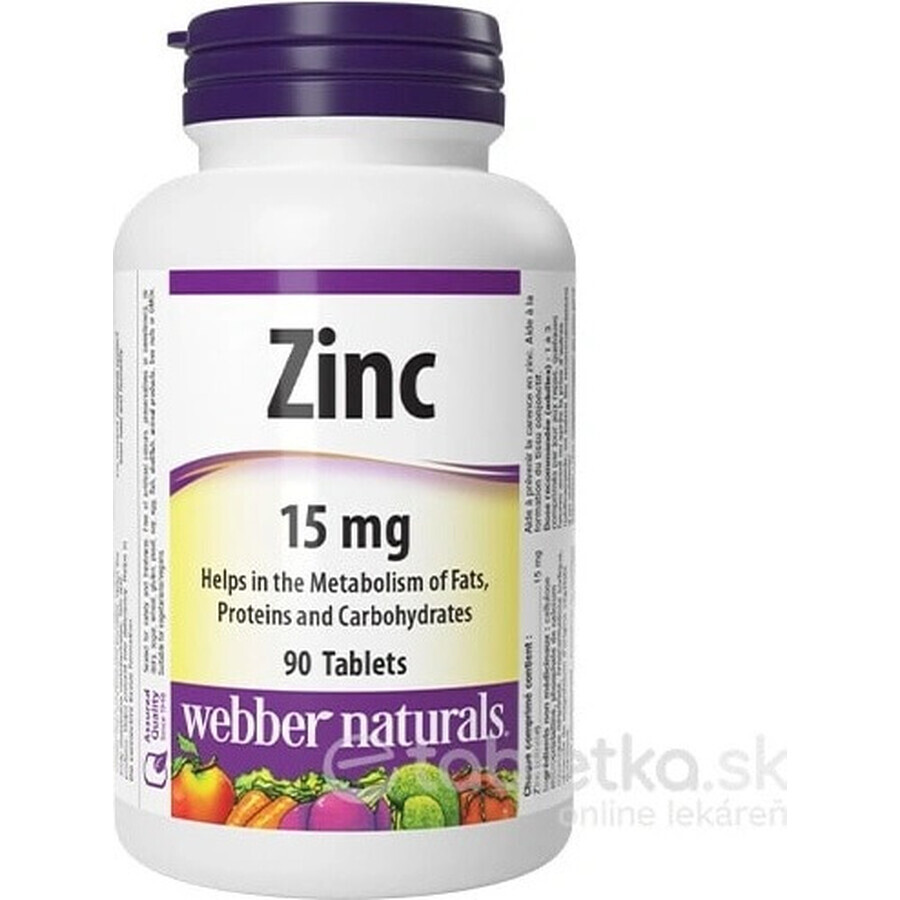 WEBBER NATURALS Zinc 15 mg 1×90 tbl, complément alimentaire