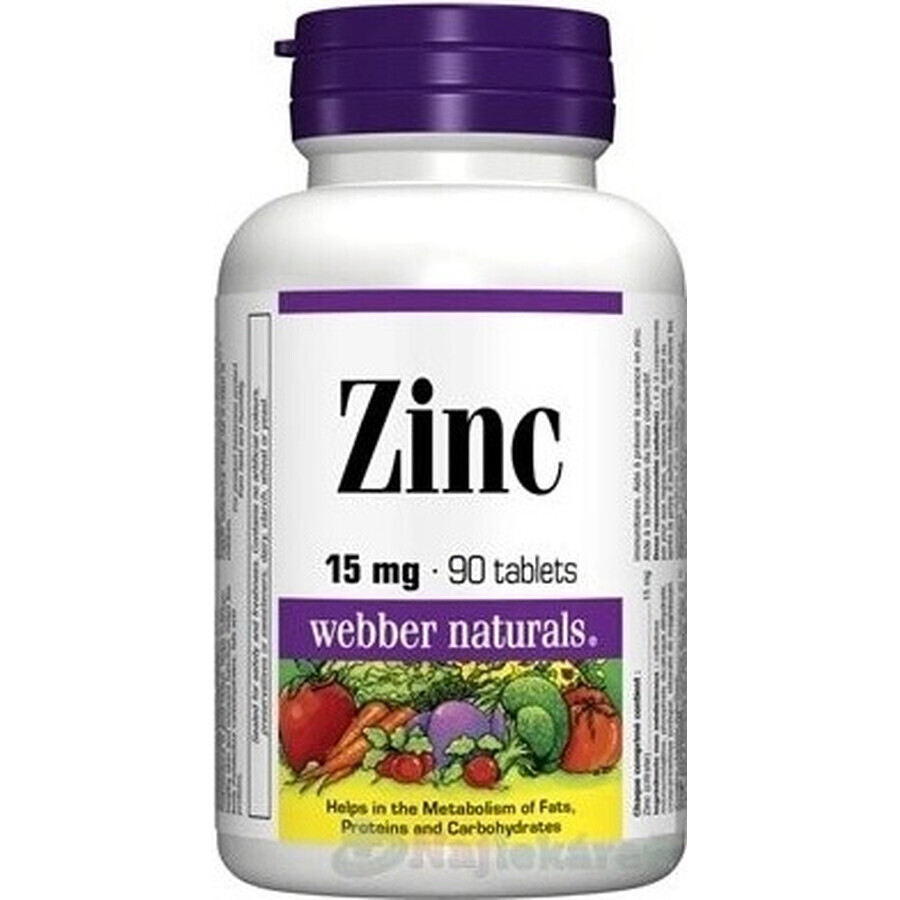 WEBBER NATURALS Zinc 15 mg 1×90 tbl, complément alimentaire