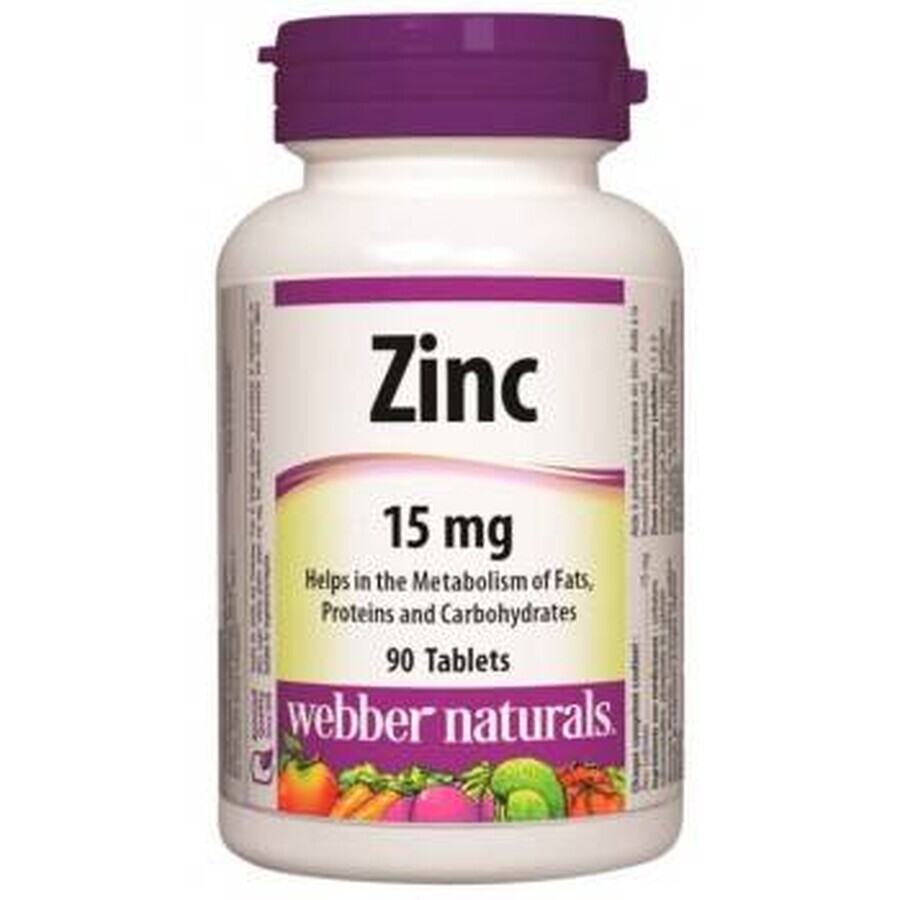 WEBBER NATURALS Zinc 15 mg 1×90 tbl, complément alimentaire