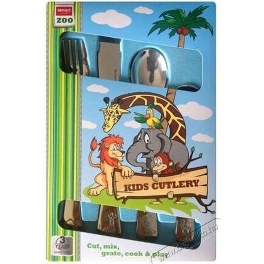 Zoo Lamart Juego de cubiertos para niños 1×4 piezas, juego de cubiertos para niños