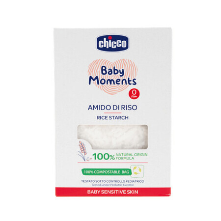 Baby Moments Sensitive dermatológico almidón de arroz para el baño, 250 gramos, +0 meses, Chicco