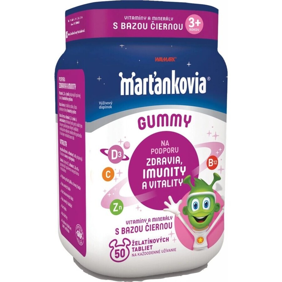 WALMARK Martian gummy vitamins with black elderberry 1×50 pieces, apple and blackcurrant flavor