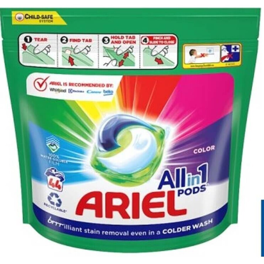 Ariel All-in-1 PODS Color, Cápsulas de Gel de Lavado, 44 Wash 1×44pcs, Cápsulas de Gel de Lavado