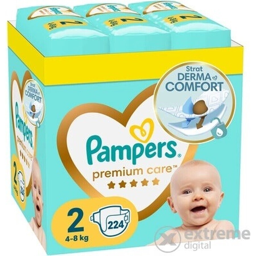 Pampers Premium MBP S2 224 Stück (4-8kg) 1×224 Stück Windeln