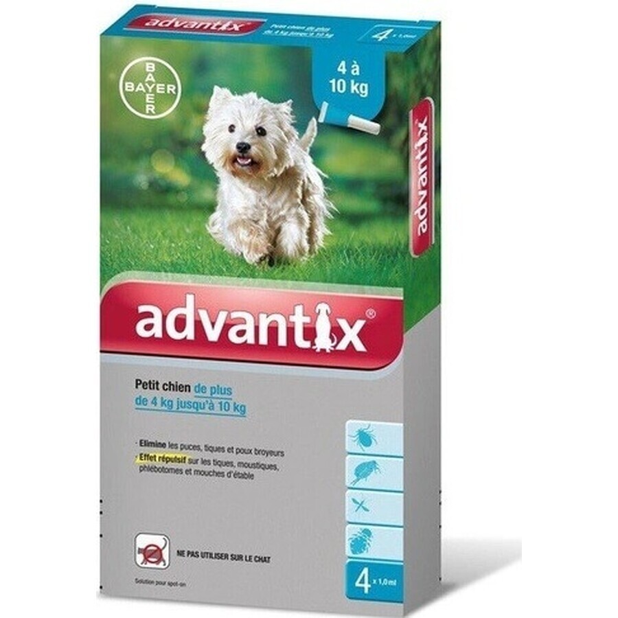 Advantix Spot-on para perros de 4 a 10 kg (4 pipetas) 4x1 ml