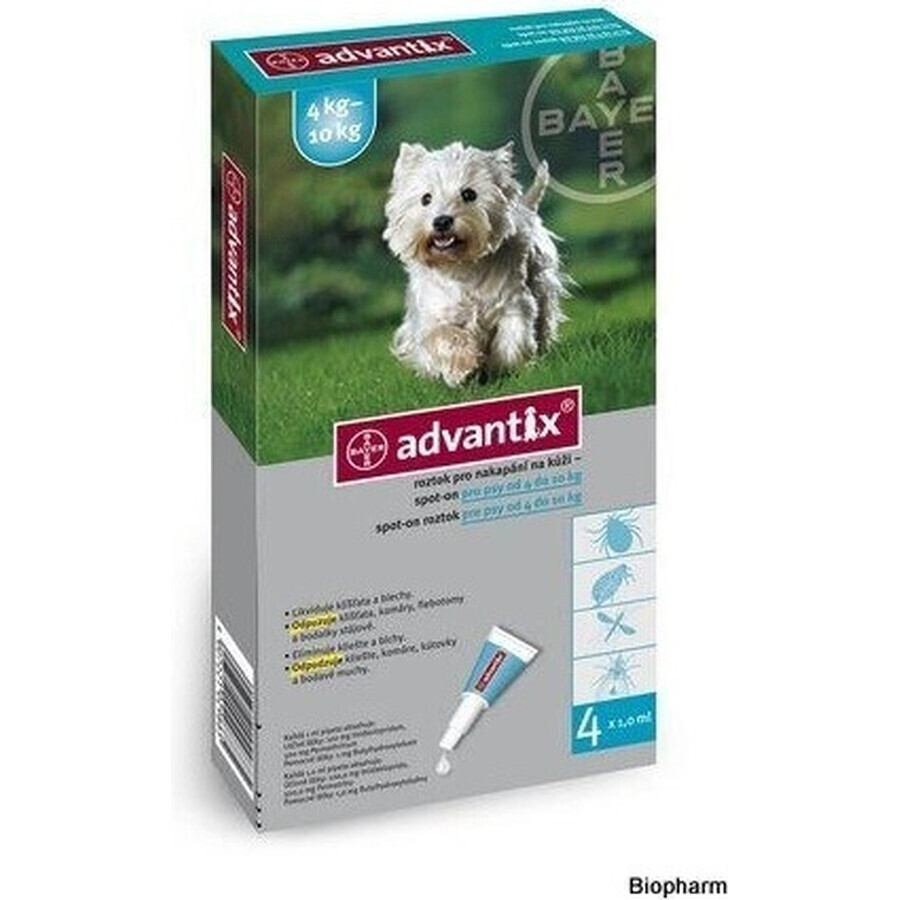 Advantix Spot-on para perros de 4 a 10 kg (4 pipetas) 4x1 ml