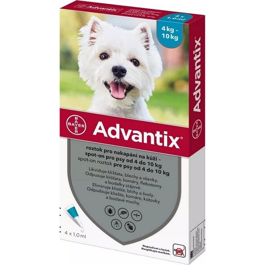 Advantix Spot-on para perros de 4 a 10 kg (4 pipetas) 4x1 ml