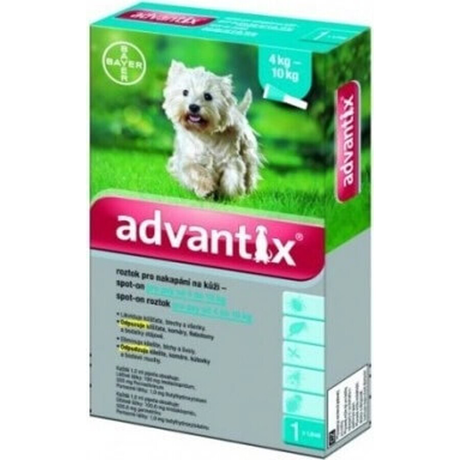 Advantix Spot-on para perros de 4 a 10 kg (4 pipetas) 4x1 ml