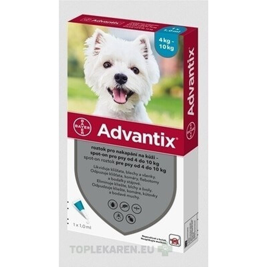 Advantix Spot-on para perros de 4 a 10 kg (4 pipetas) 4x1 ml