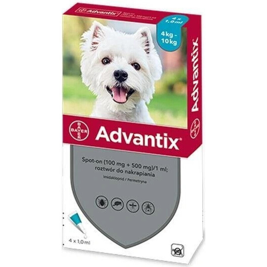 Advantix Spot-on para perros de 4 a 10 kg (4 pipetas) 4x1 ml