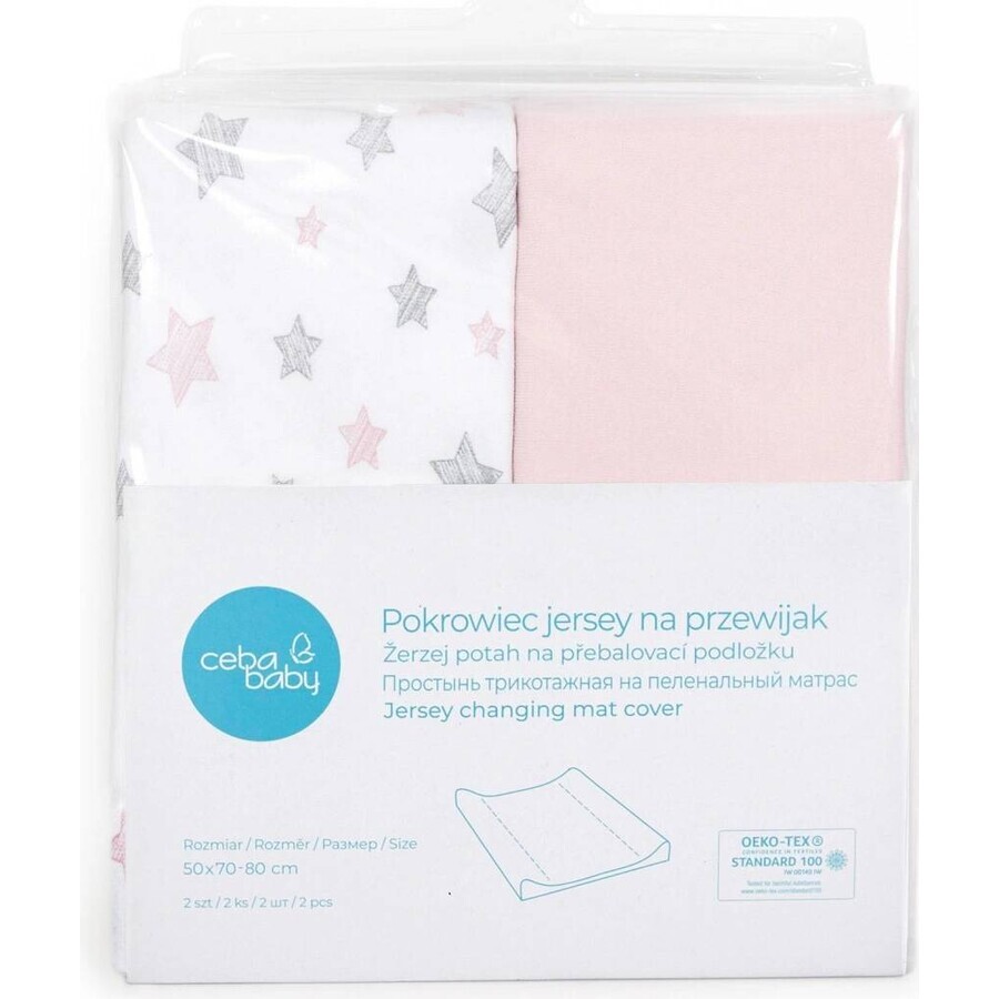 Funda de colchón CEBA Change Rosa Caramelo+Rosa Estrellas 1×2 piezas, tamaño 50x70-80 cm