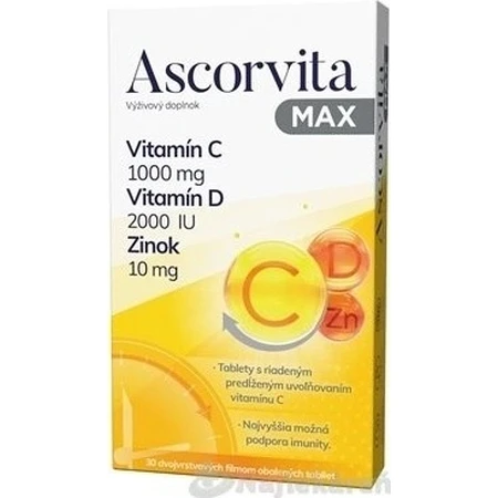 ASCORVITA MAX tbl vitamina C, D e zinco 1x30 pz.