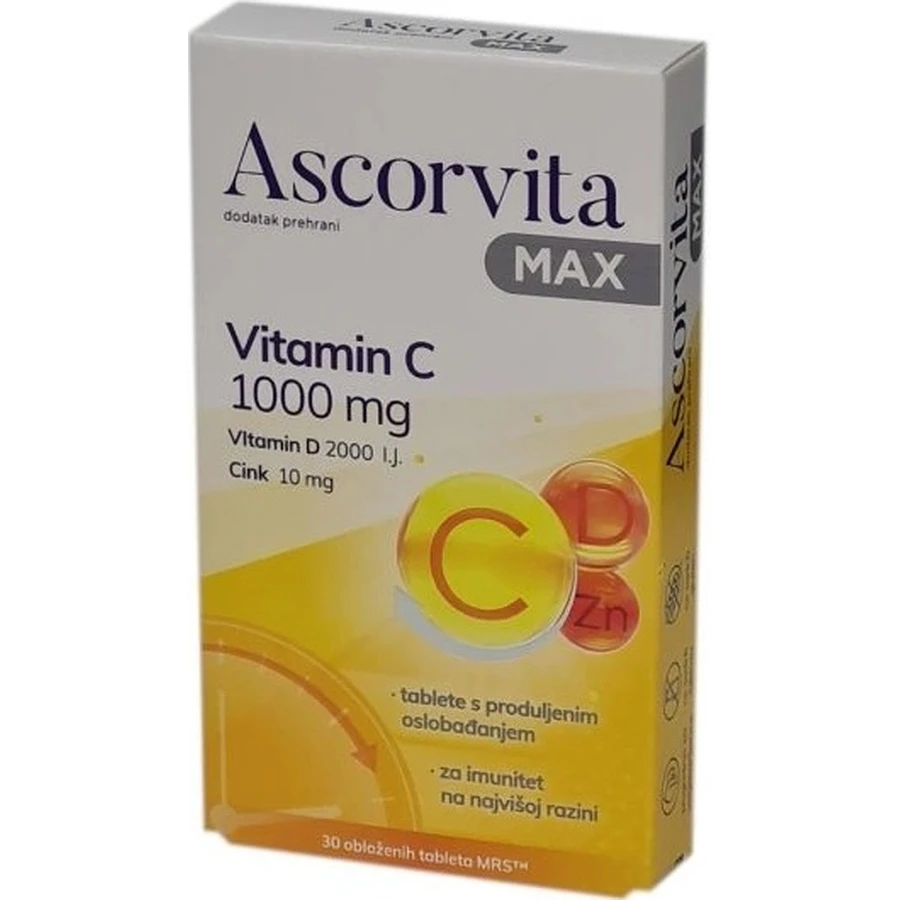 ASCORVITA MAX tbl vitamina C, D e zinco 1x30 pz.