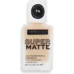 Revolution Relove, Base de Maquillaje Supermatte F6, maquillaje 1×24 ml, maquillaje