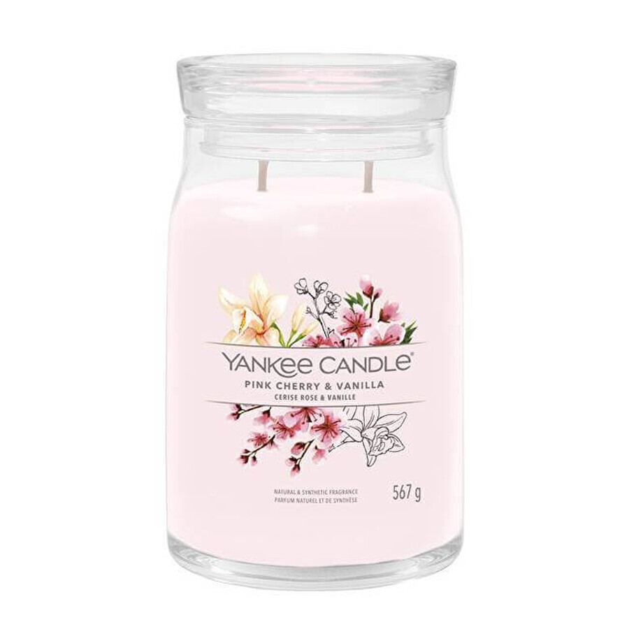 Yankee Candle Signature lumânare mare Pink Cherry & Vanilla 1×567 g, lumânare parfumată