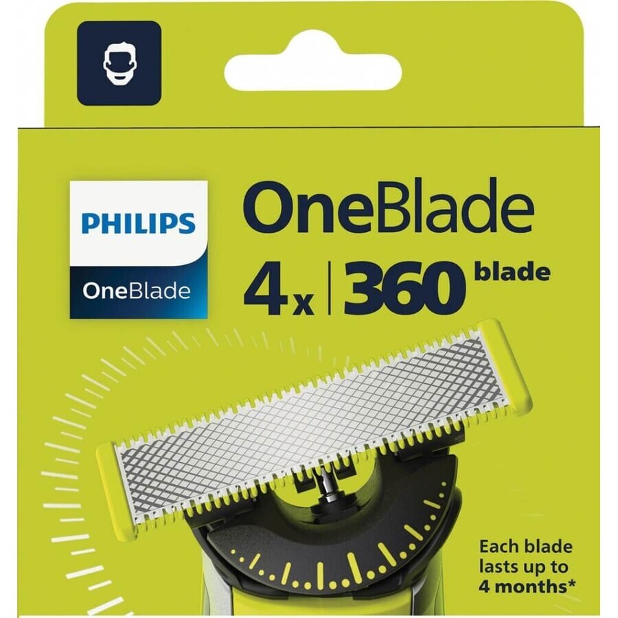 Philips OneBlade QP440/50 vervangingsmesjes 360 1×4 stuks, vervangingsmesjes