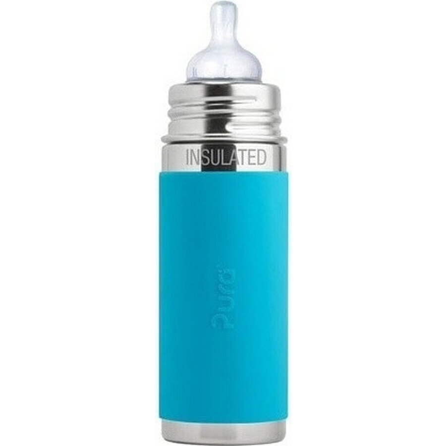 Pura stainless steel feeding bottle 325ml 1×1 pc, aqua color