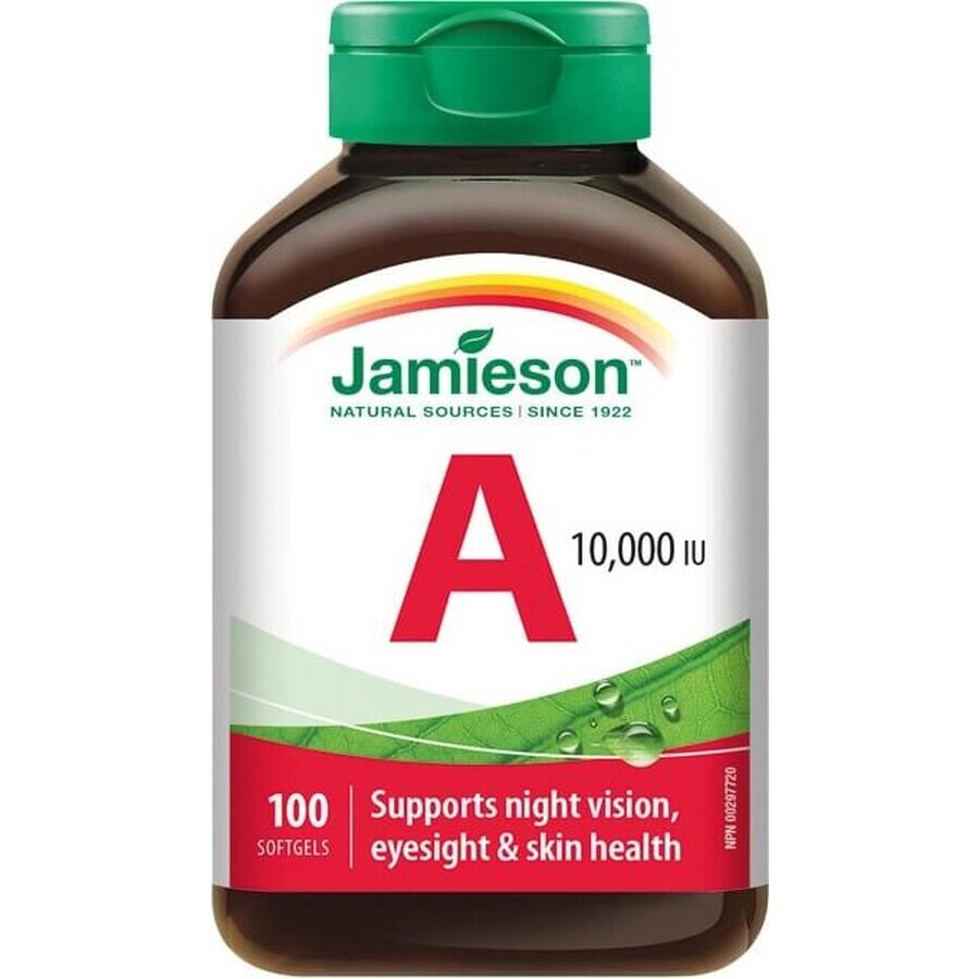 Jamieson Vitamine A 10 000 IU 1×100 tbl, voedingssupplement