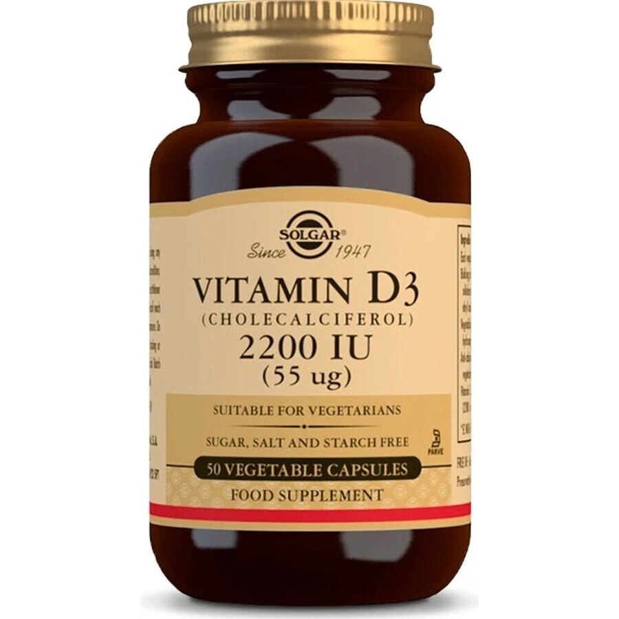 Solgar Vitamine D3 2200 IE 50 capsules 1×50 tbl, voedingssupplement