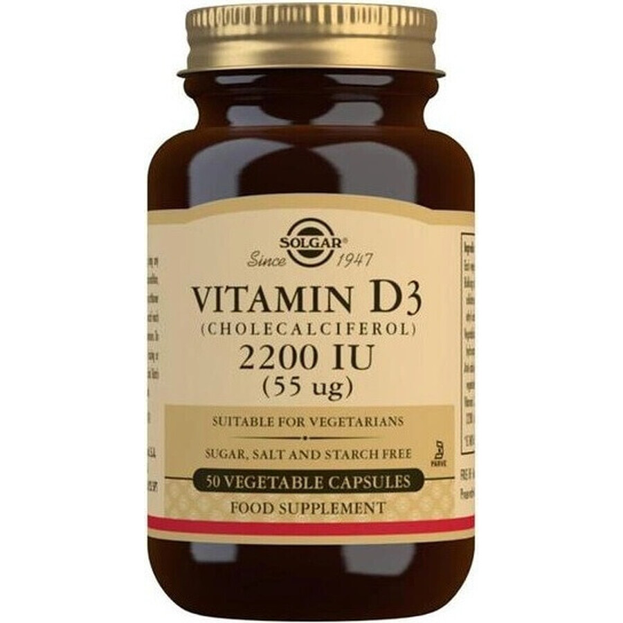 Solgar Vitamine D3 2200 IE 50 capsules 1×50 tbl, voedingssupplement