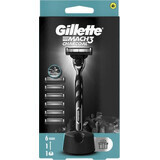 Maquinilla de afeitar Gillette Mach3 Charcoal + cabezales 6pcs 1×1, maquinilla de afeitar