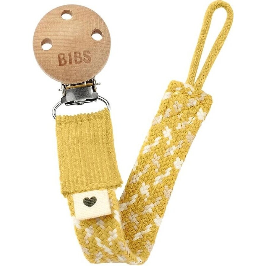 Clip pentru suzetă BIBS Paci Braid, Pale Butter / Ivory 1×1pc, clip pentru suzetă ivory