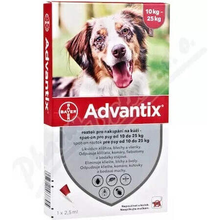 Advantix Spot-on para perros de 10 a 25 kg 1×2,5 ml, pipeta