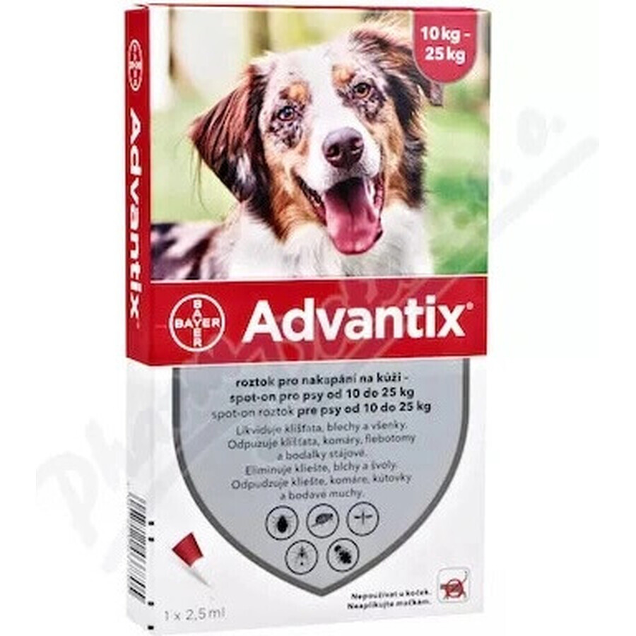 Advantix Spot-on para perros de 10 a 25 kg 1×2,5 ml, pipeta