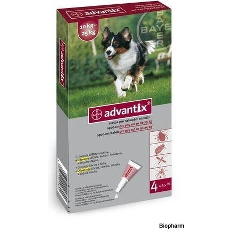 Advantix Spot-on para perros de 10 a 25 kg 1×2,5 ml, pipeta