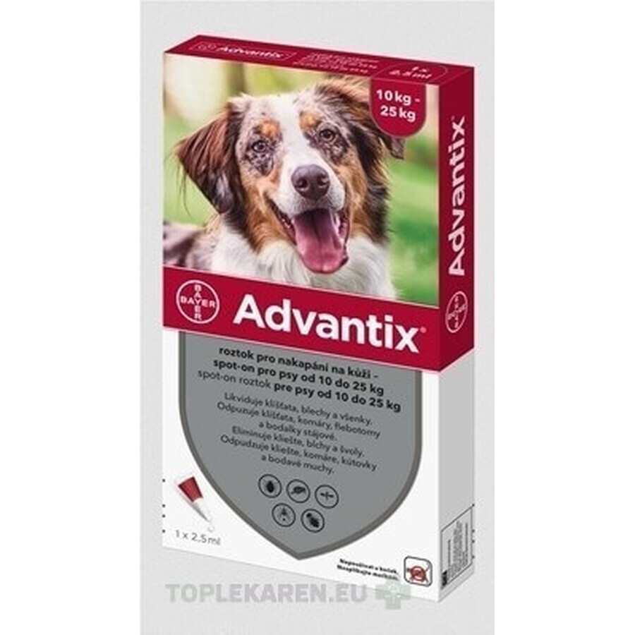 Advantix Spot-on para perros de 10 a 25 kg 1×2,5 ml, pipeta