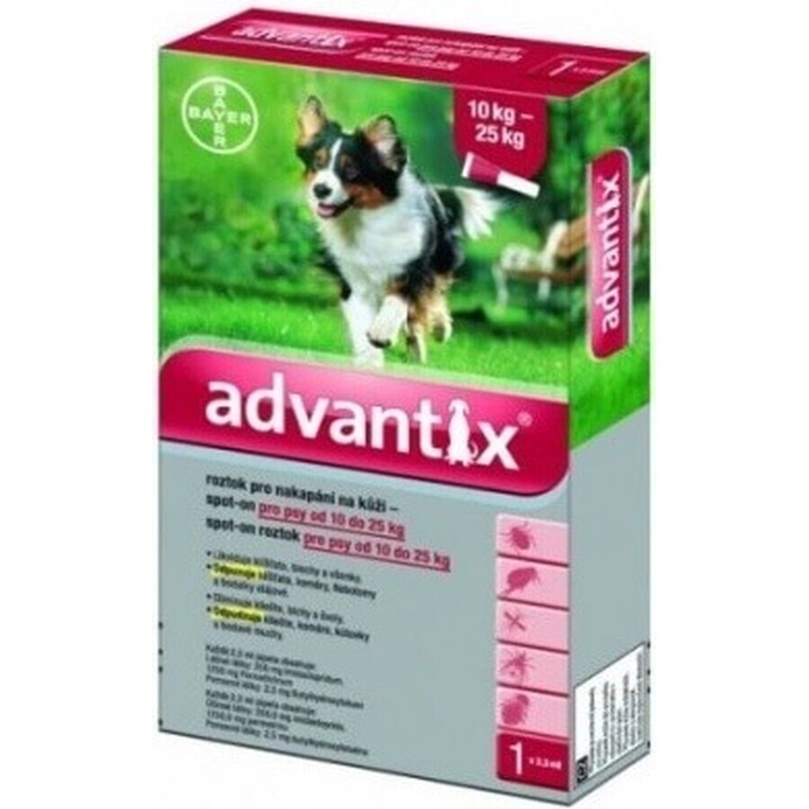 Advantix Spot-on para perros de 10 a 25 kg 1×2,5 ml, pipeta