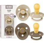 Suzete din cauciuc natural BIBS Colour vanilie/ stejar închis 1×2, mărimea 3