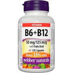 WEBBER NATURALS Vitamina B6+B12+Ácido fólico 1×120 cps, complemento alimenticio