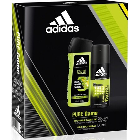 ADIDAS PURE GAME DEO S 150ML+SPR DEO S 150ML+SPR GEL 250ML 1SET 1×1 Stück, Satz