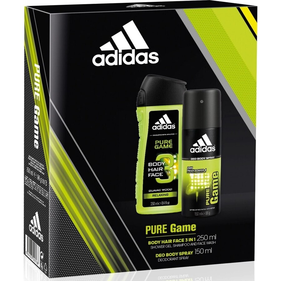 ADIDAS PURE GAME DEO S 150ML+SPR DEO S 150ML+SPR GEL 250ML 1SET 1×1 Stück, Satz