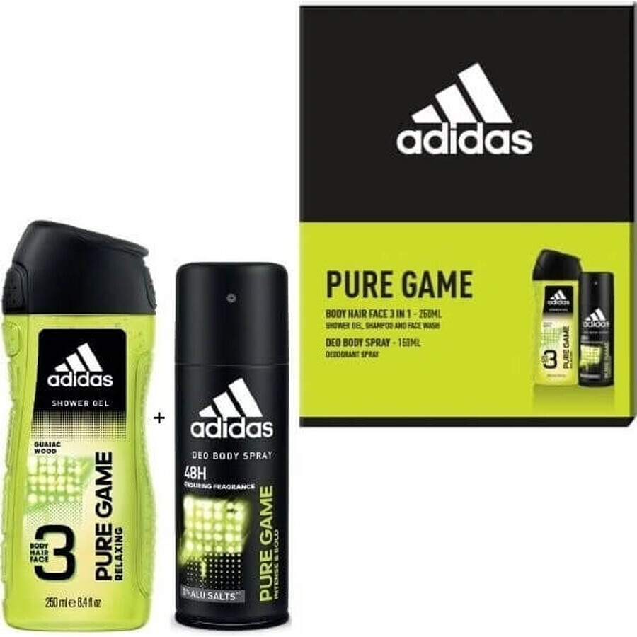 ADIDAS PURE GAME DEO S 150ML+SPR DEO S 150ML+SPR GEL 250ML 1SET 1×1 Stück, Satz