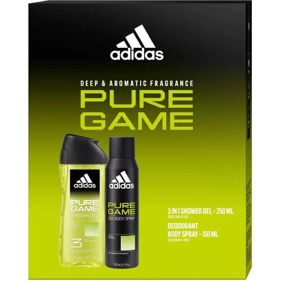 ADIDAS PURE GAME DEO S 150ML+SPR DEO S 150ML+SPR GEL 250ML 1SET 1×1 Stück, Satz