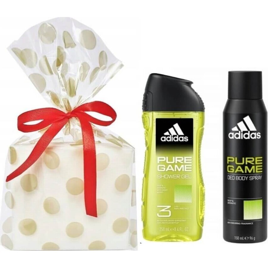 ADIDAS PURE GAME DEO S 150ML+SPR DEO S 150ML+SPR GEL 250ML 1SET 1×1 Stück, Satz