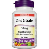 WEBBER NATURALS Zinc 50 mg Citrato 1×180 tbl, complemento alimenticio