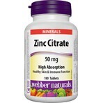 WEBBER NATURALS Zinc 50 mg Citrato 1×180 tbl, complemento alimenticio