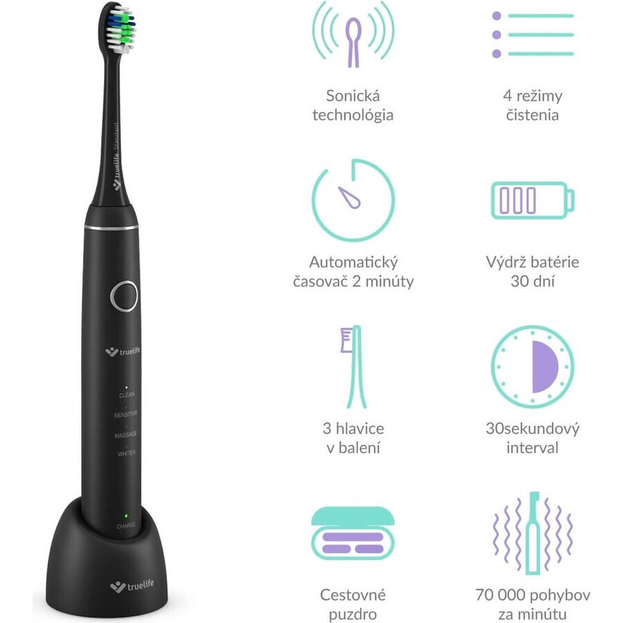 TrueLife SonicBrush Compact negro 1×1 ud, cepillo dental sónico