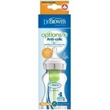 Dr.BROWN'S BABY BOTTLE OPTIONS+ 270 ml 1×1 unidad, con cuello ancho, 0M+, anticólico, vidrio, blanco